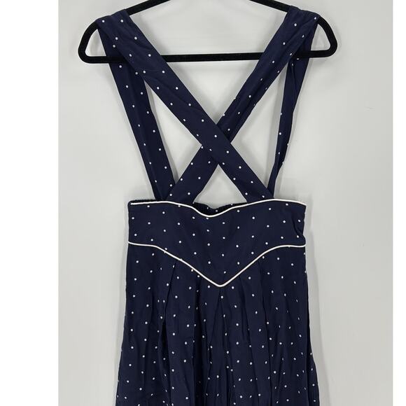 Vintage Laine blue white polka dot jumper culottes size S 80s preppy coquette - Picture 3 of 8